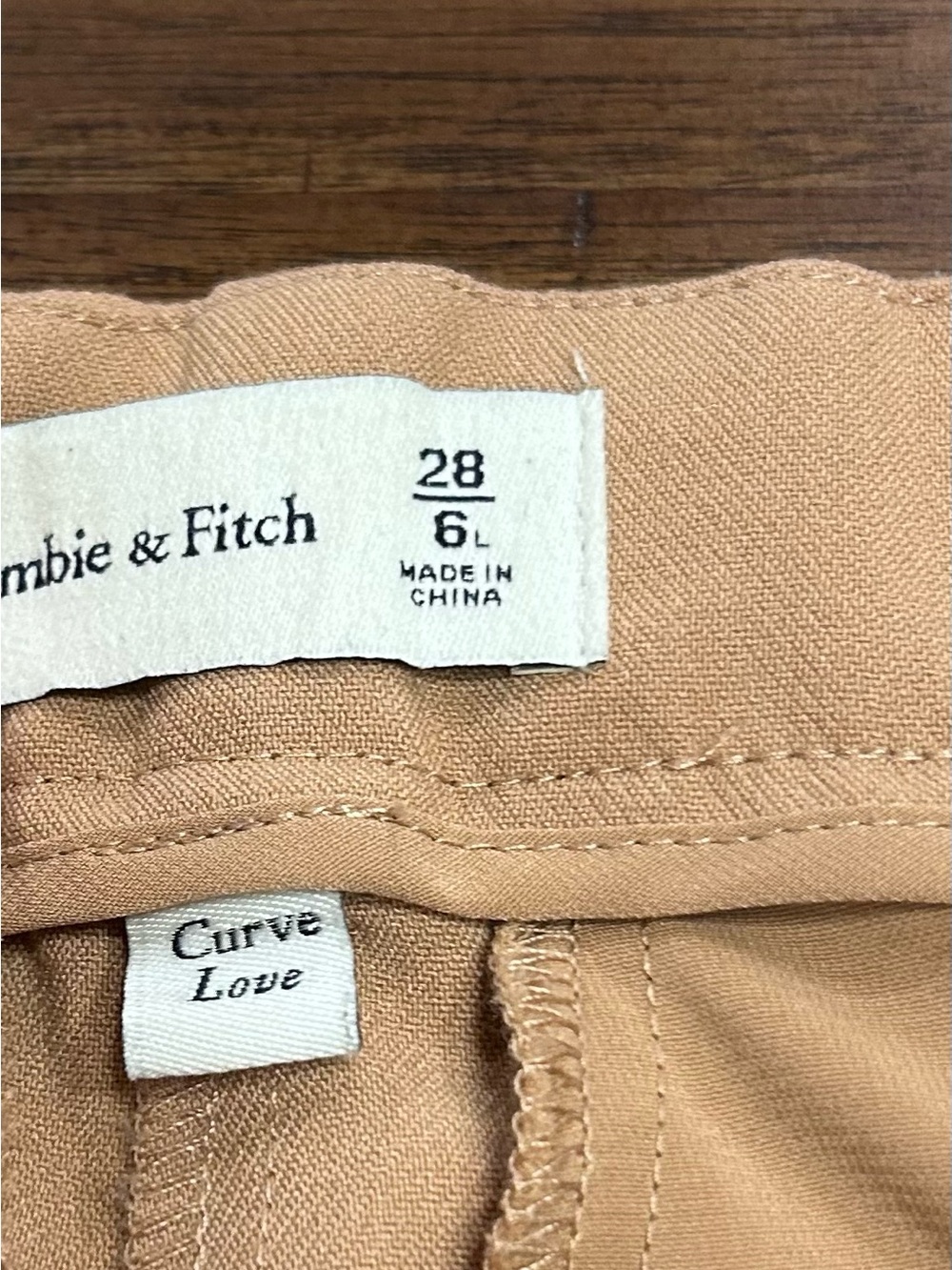 Abercrombie & Fitch Pants Size 28 Curve Love Sloane Tailored Wide Leg Tan - Picture 10 of 11